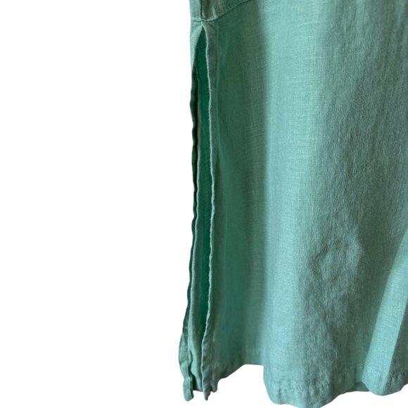 Bryn Walker Linen Top Sz Lg Green Sleeveless Tunic Lagenlook Side Vents Breezy - Picture 7 of 13